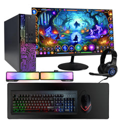 Dell Optiplex Desktop PC | Intel i5-7500 (3.4GHz) | 16GB DDR4 RAM | 512GB SSD | 24 Inch LCD | RGB Gaming Keyboard & Mouse Headset | Windows 10 Pro (Renewed) (i5 7th Gen + RGB Speaker Bar)