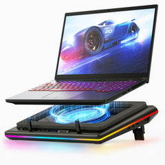 llano RGB Laptop Cooling Pad Gaming Laptop Cooler with Powerful Turbofan Fast Cooling Laptop 15.6-21in Adjustable Speed Touch Control LCD Screen