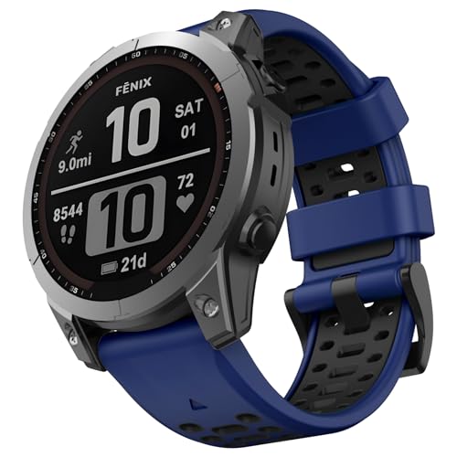 ISABAKE Compatible with Fenix 6 Band 22MM Easy-fit Soft Silicone Watch Bands Replacement for Fenix 7/Fenix 6 Pro/Fenix 5/Fenix 5 Plus/Approach S60/S62/Quatix 6 Smartwatches