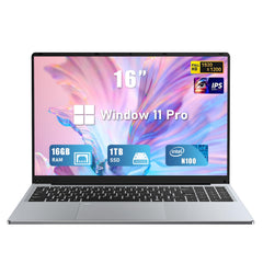 FUNYET Gaming Laptop | 16 Inch FHD Display (1920 x 1200) | 12th N100 Laptop Computer | 16GB RAM 1TB SSD | Supports 180 Angle Opening | Bluetooth | Backlit Keyboard | Windows 11 Pro.