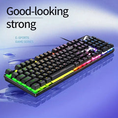 Cool Mechanical Feel USB Wired Gaming Keyboard for Office